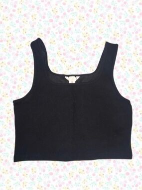 H&M Black Ribbed Crop Tank Top – Size M – Great Condition